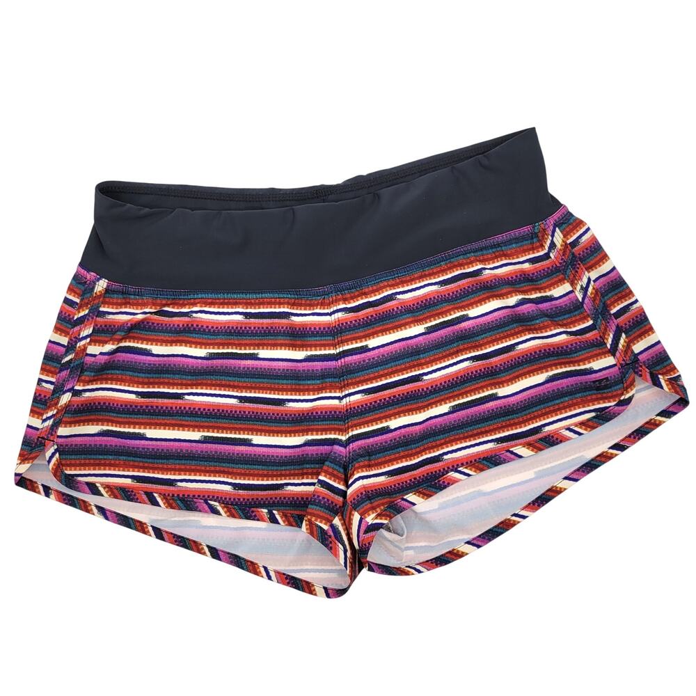 Billabong Swim Shorts Women's Medium Multi Stripe Mid Rise Boyshort Unlined Boho